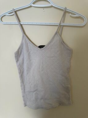 Brandy Melville Cream Textured V-Neck Spaghetti Strap Cami
